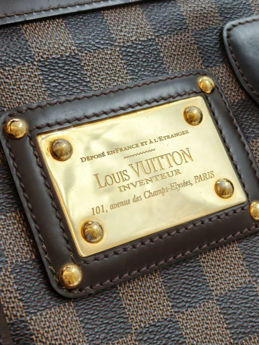 Louis Vuitton Berkeley Damier Ebene Canvas Satchel Handbag Gold Hardware - Picture 7 of 12
